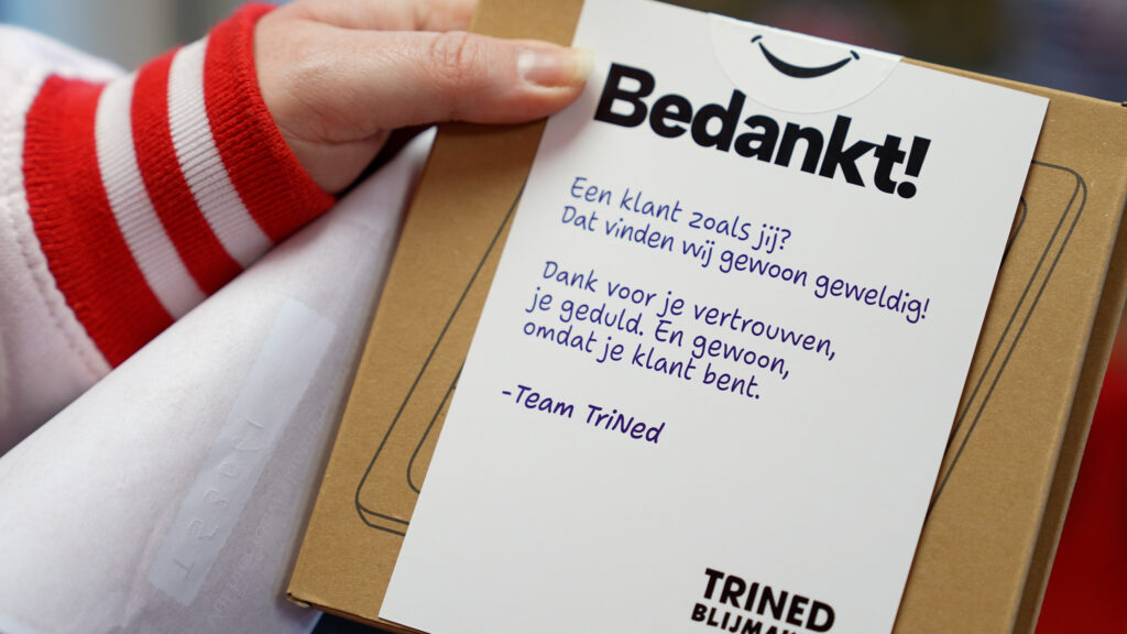 Blijmaker Trined bedankkaart als dank aan klanten